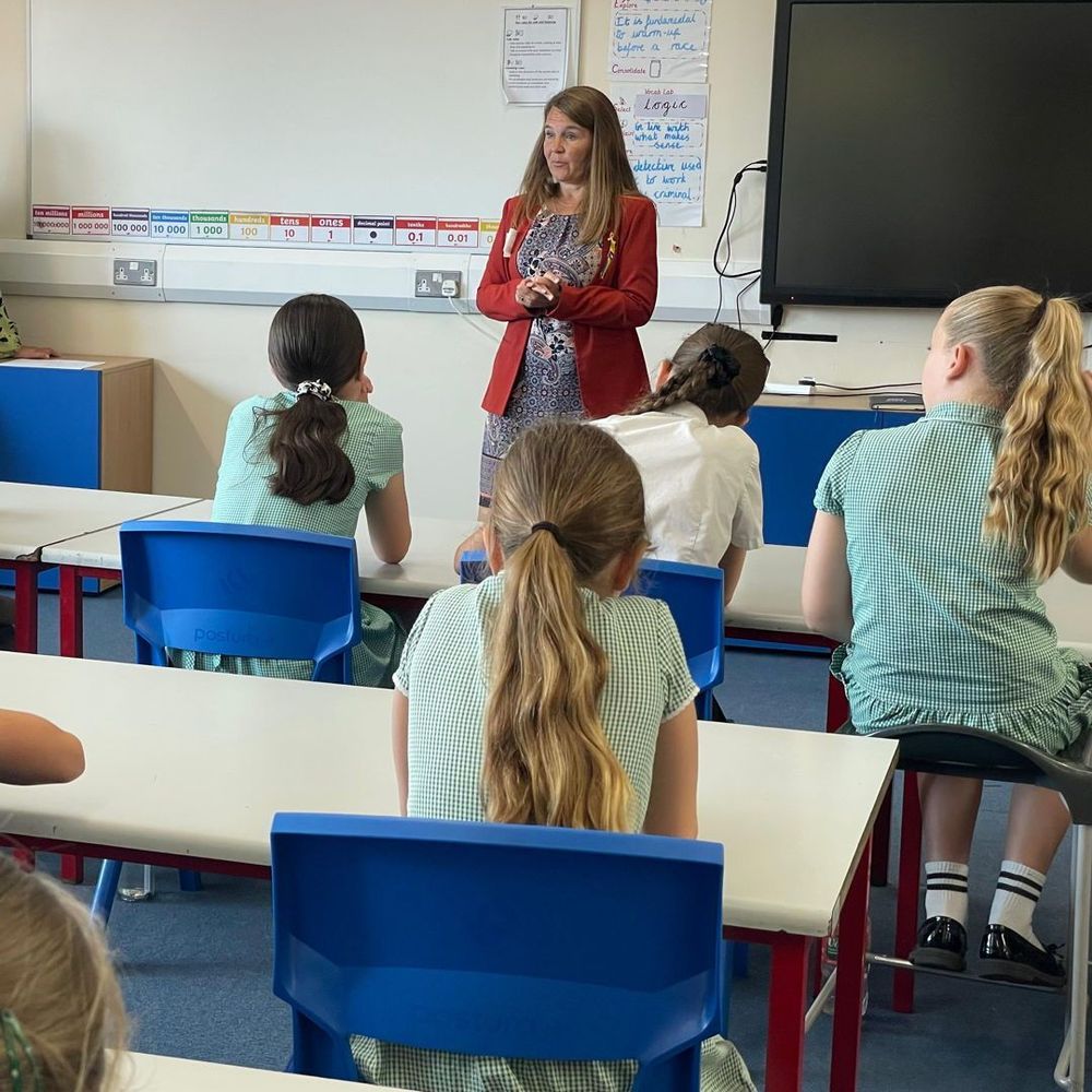 Vikki delivers an assembly at Haymoor Junior School