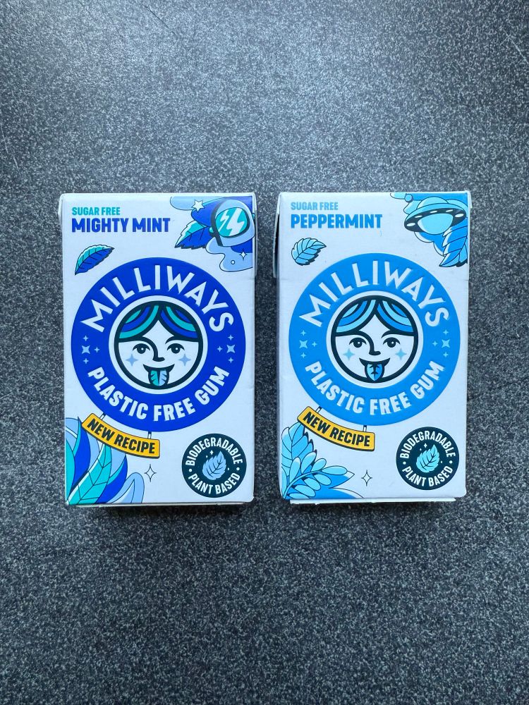 Packs of Milliways plastic free gum