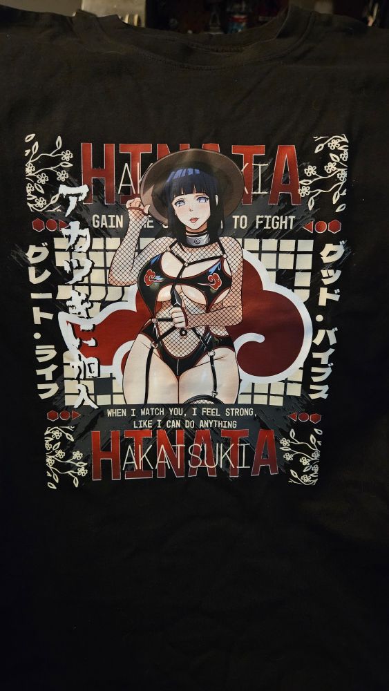 A black shirt of Hinata Hyuga in lingerie