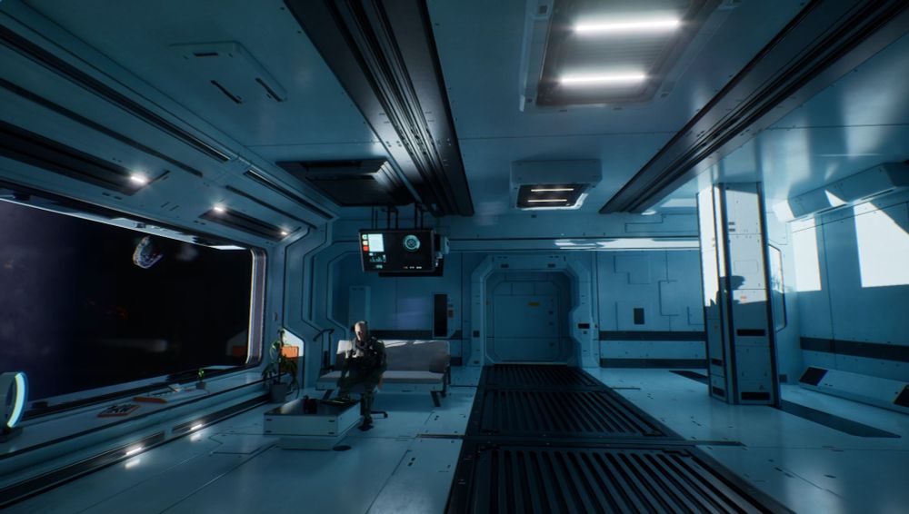 scifi room in a spacestation, rendered in ue5