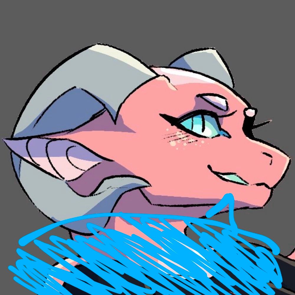 Gwen's PFP with a blue text bubble hastily drawn at the bottom 