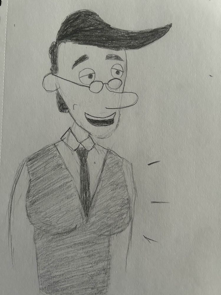 A pencil drawing of Hugh Neutron from Jimmy Neutron with large breasts

I commissioned this from a friend on discord.