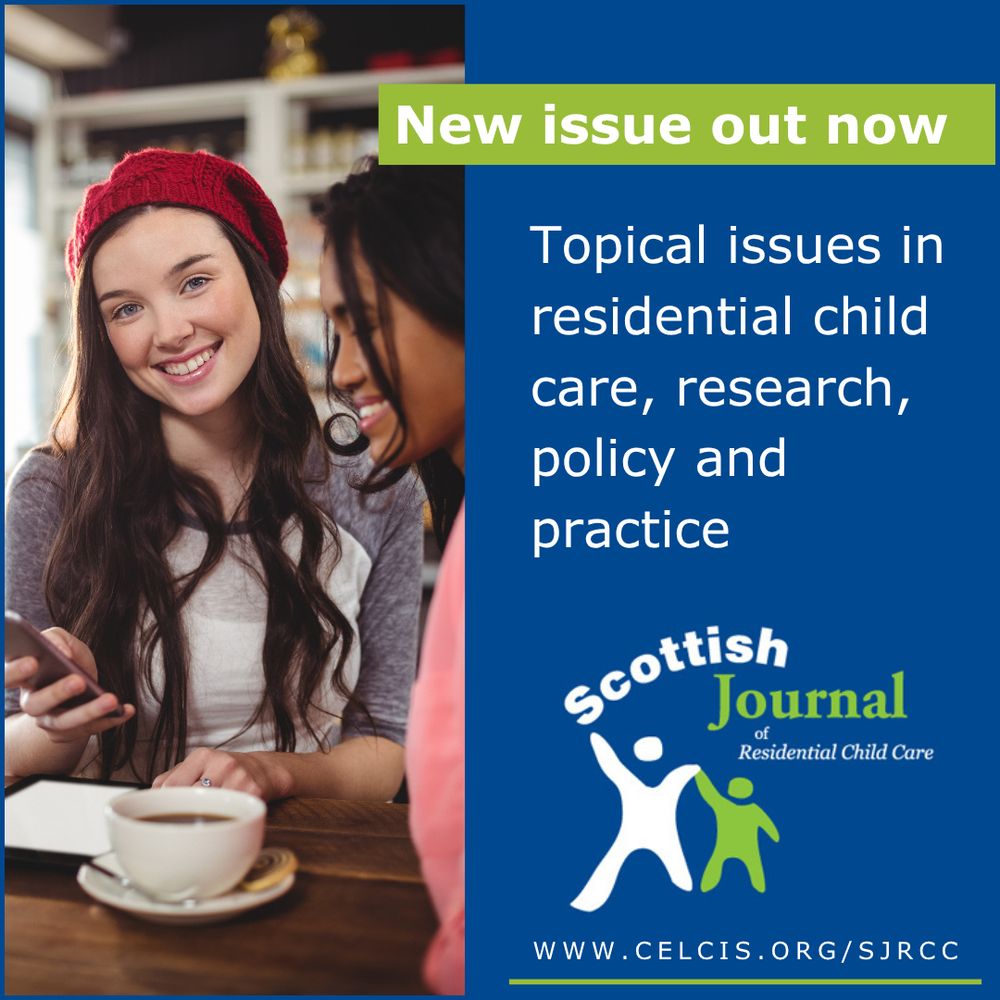 A graphic to promote the Scottish Journal for Residential Child Care. The Autumn 2025 issue has just been published by CELCIS.