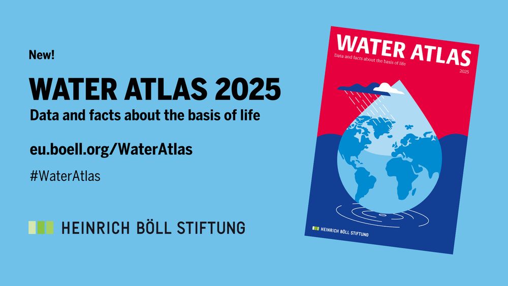  The English edition of the Water Atlas, published by Heinrich-Böll-Stiftung, presents the complexity and urgency of global water issues in a visually compelling, accessible format. It provides facts, trends, case studies, and political context to inform public discourse and shape policy. From the unequal distribution of water and industrial pollution to climate-linked water insecurity and geopolitical tensions, the Atlas aims to sharpen understanding and support action toward more sustainable and equitable water governance. Read it now: https://eu.boell.org/en/WaterAtlas