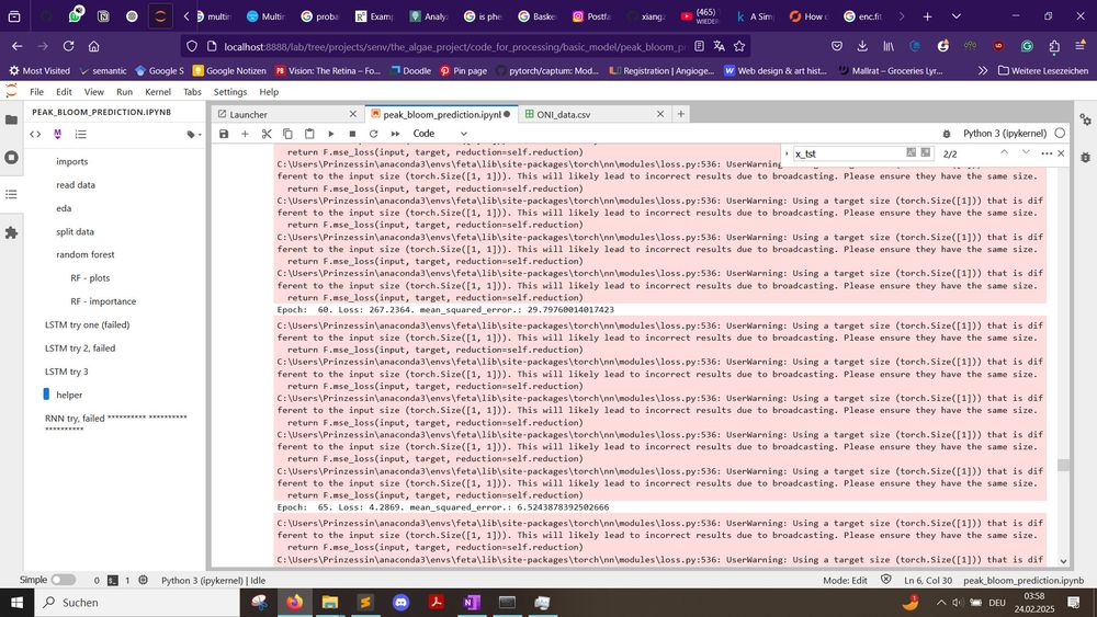 Error messages and way too high loss values.