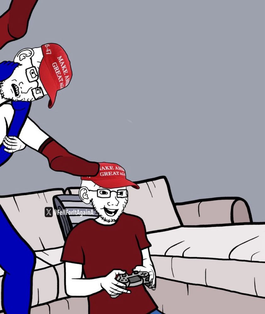 Sexually explicit photo of MAGA supporter getting fucked by the fell for it again guy.