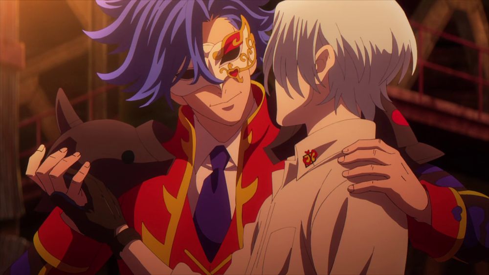 Adam holding Langa's hand, other hand on his shoulder