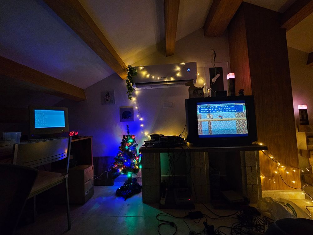 retro attic with old videoconsoles