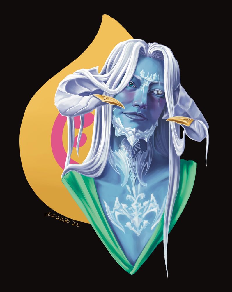 Digital portrait of a male au’ra warrior of light from FFXIV