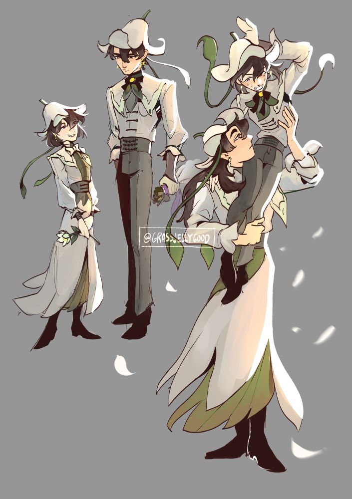 On the left, Yoo joonghyuk and Han Sooyoung are standing side by side while wearing custom drawn clothes.

On the right, punisher is hoisting Han Sooyoung into the air while both have swapped clothes. 

Both have the same hats
