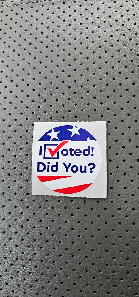Red white and blue Sticker saying I voted today! Did you?
