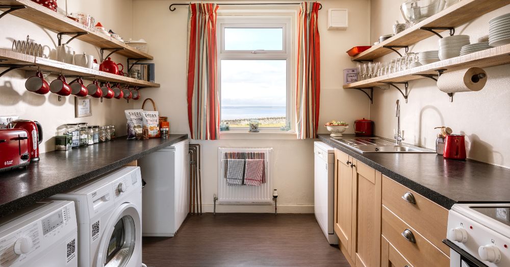 The kitchen at the Lighthouse Keeper's Cottage, Noss Head, is well equipped - perfect for making big meals for all the family