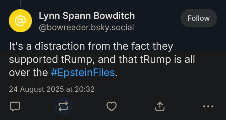 It's a distraction from the fact they supported tTump, and that tRump is all over the #EpsteinFiles