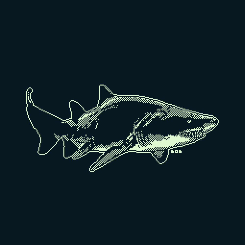 1bit pixel art shark - the Sand Tiger Shark 