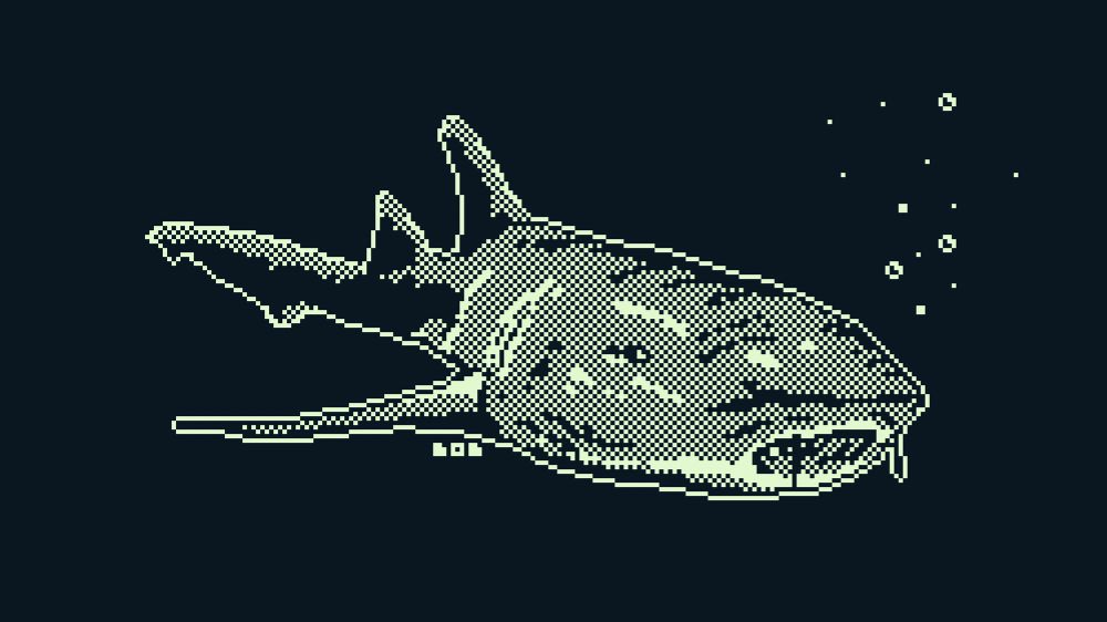 1bit pixel art shark 