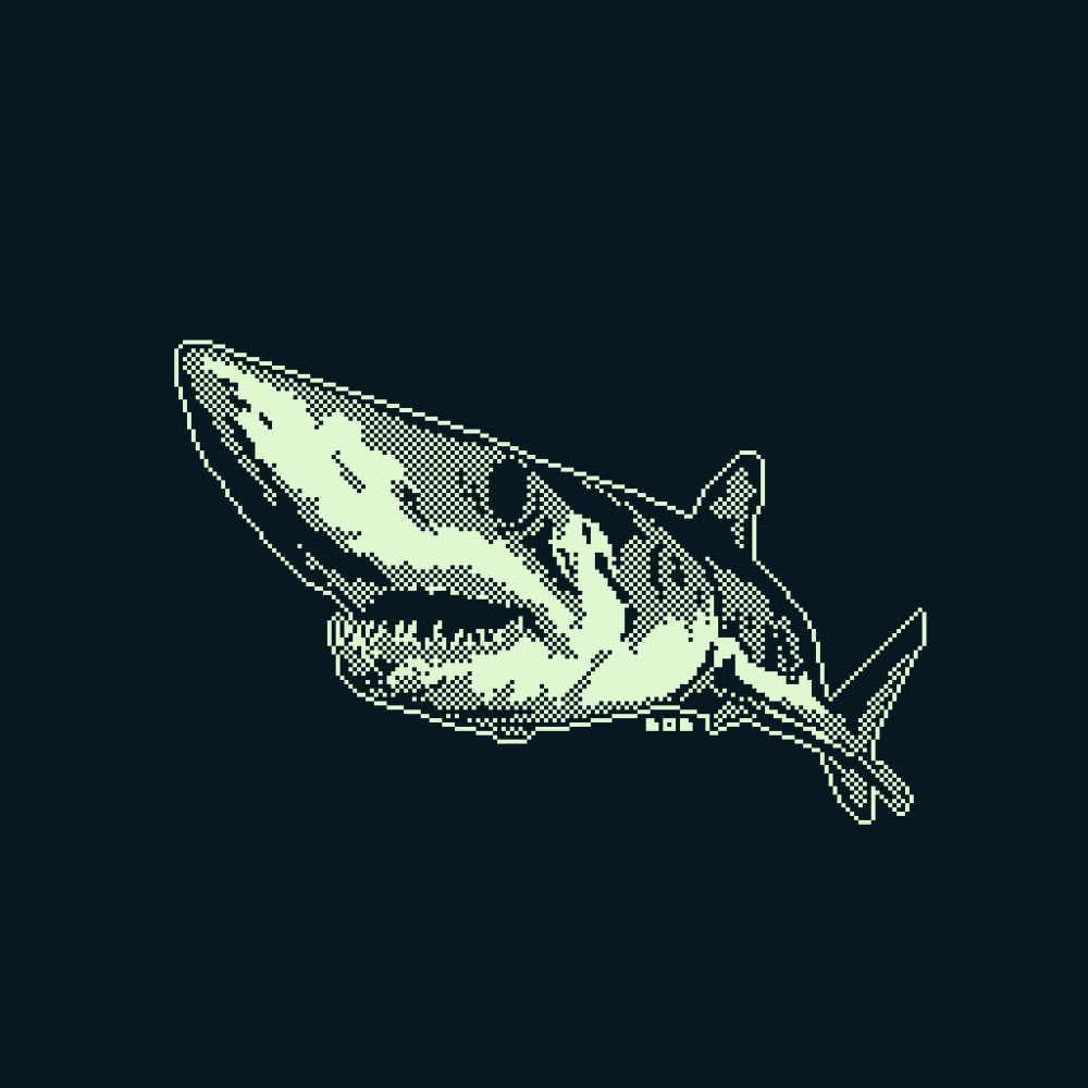 1bit pixel art shark - mako Shark 