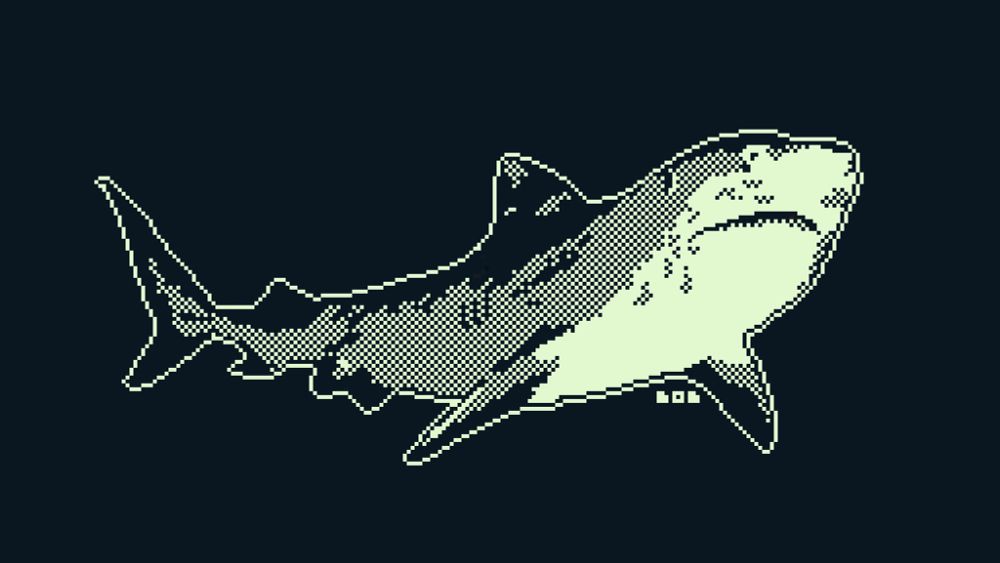 1bit pixel art shark 