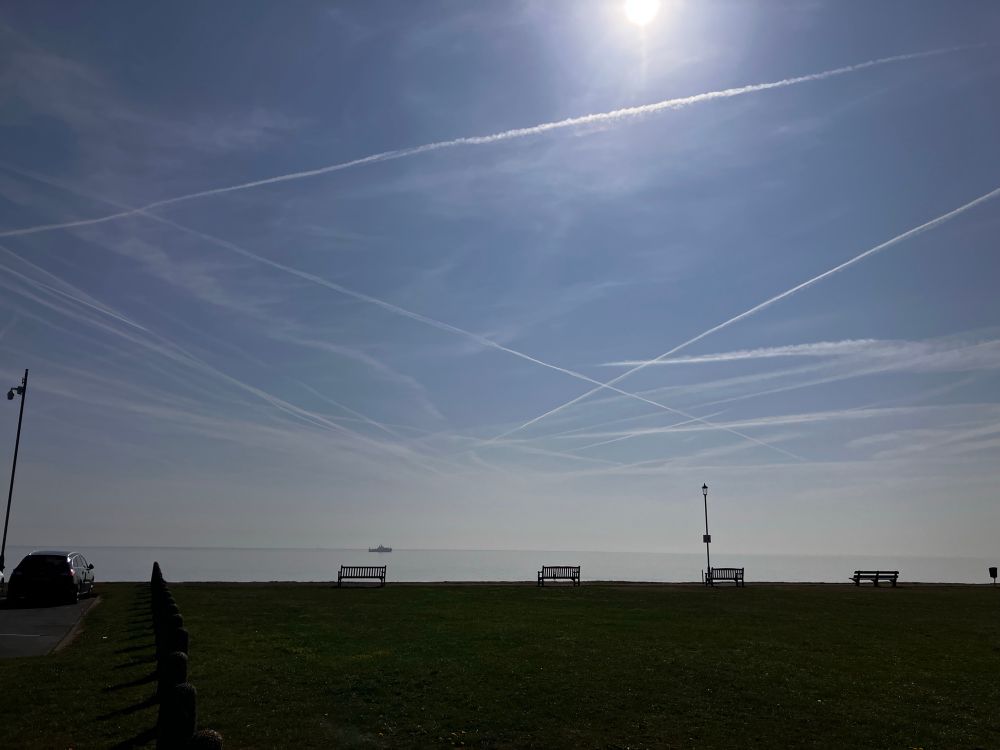 Seaside benches Norfolk coast. 