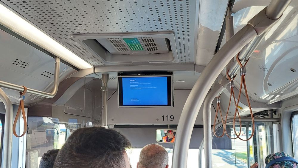Blue screen of death on a bus