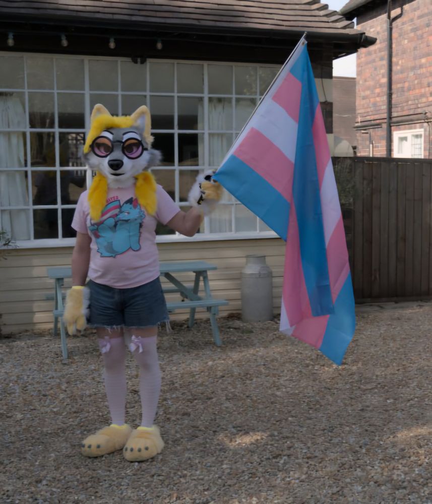 Ada Wolf Flying the Trans Flag