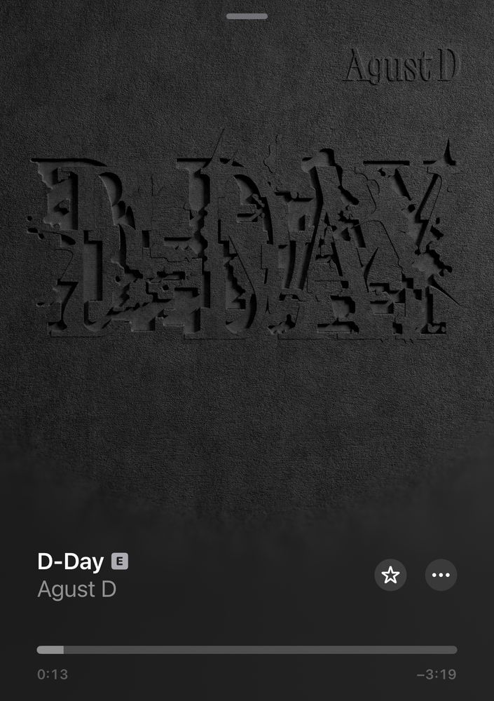 Cover of D-Day by Agust D on Apple Music. The song is being blasted in celebration of BTS Suga’s military discharge on 21st June 2025. 
