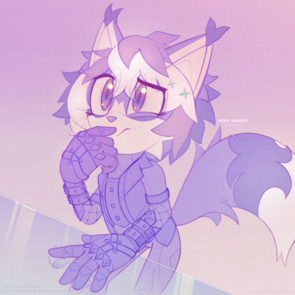 Digital commission for Marshall the Cat, of his character Opal.
Halfbody Sketch, with a gradient map.