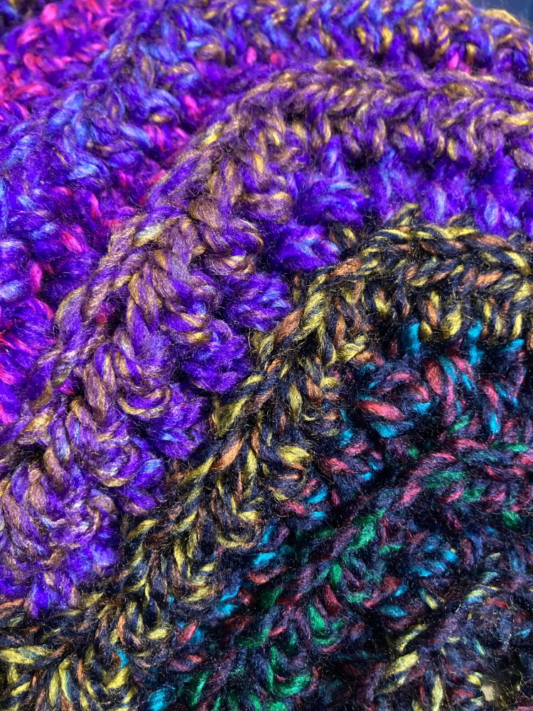 A close up showing details of the crochet stitches