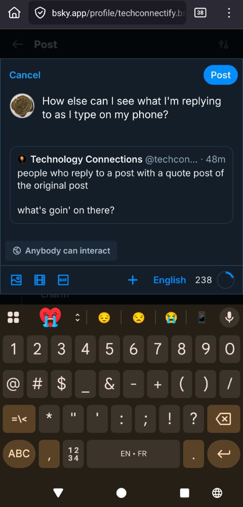 Screenshot of this post being written 