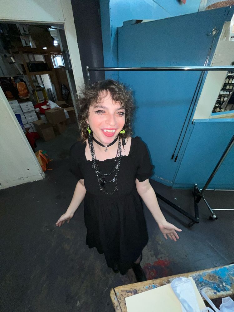 Me open hands posing at work 