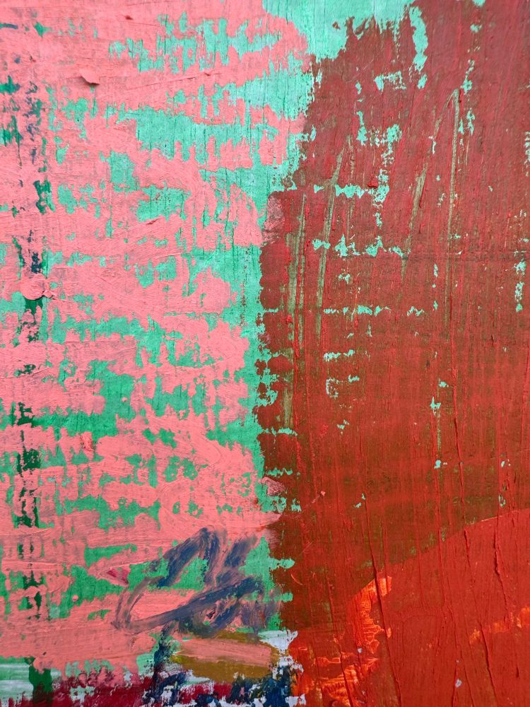 Detail shot of painting of oil stick scribbles