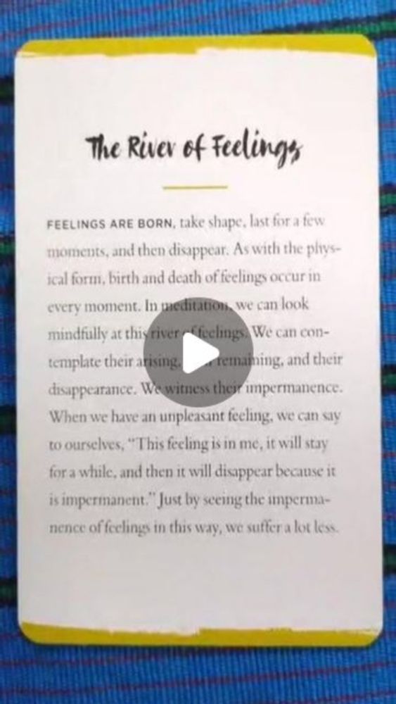 Rose Nicolle. on Instagram: "Zen card draw for July 15, 2024
The River of Feelings 
#meditation #meditations #thichnhathahn #zen #mindfulness"