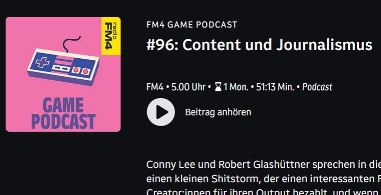 Logo des FM4 Game Podcast bei der aktuellen Folge #96.