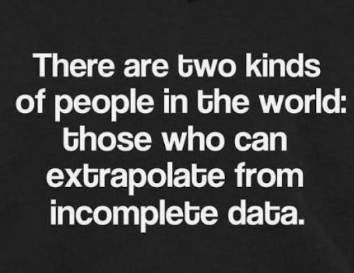 There are two kinds of people in the world: those who can extrapolate from incomplete data