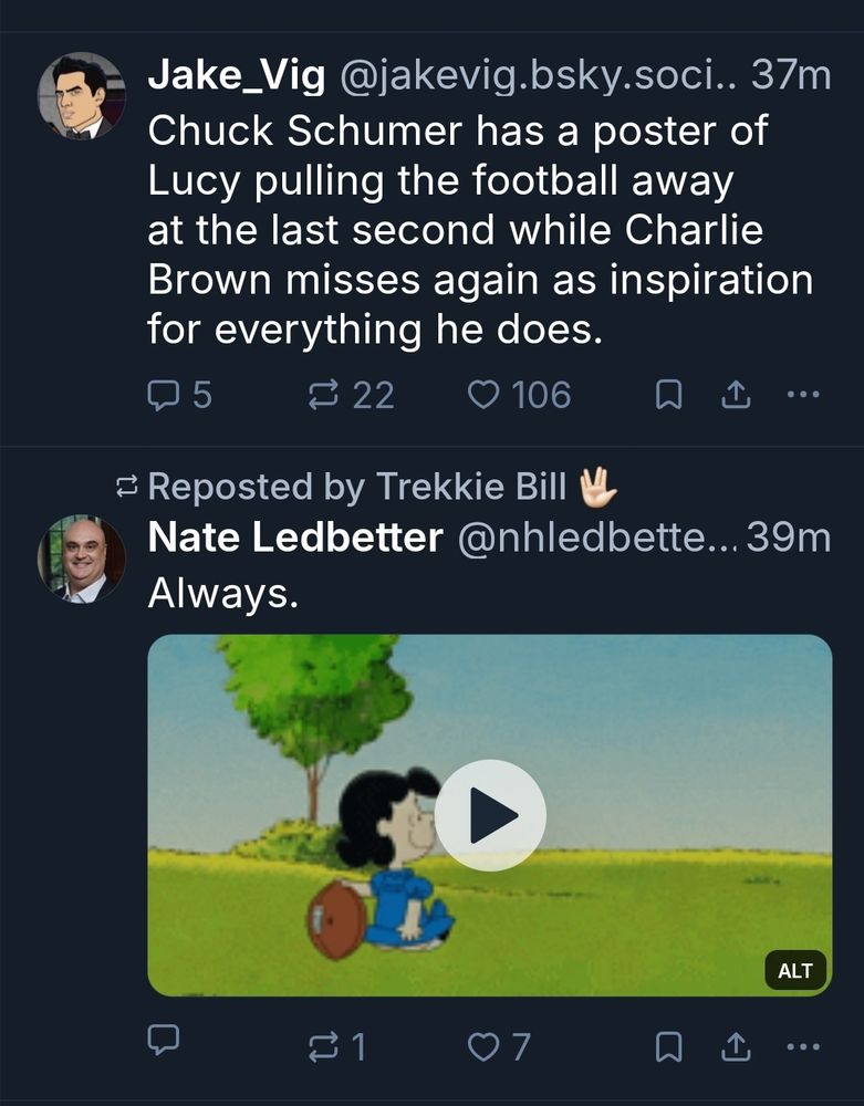 Two Lucy with the football jokes back to back