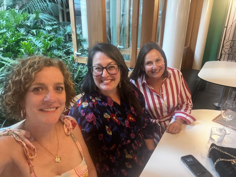 Deb Netolicky, Kerri Proctor and Tracey Ezard catching up 