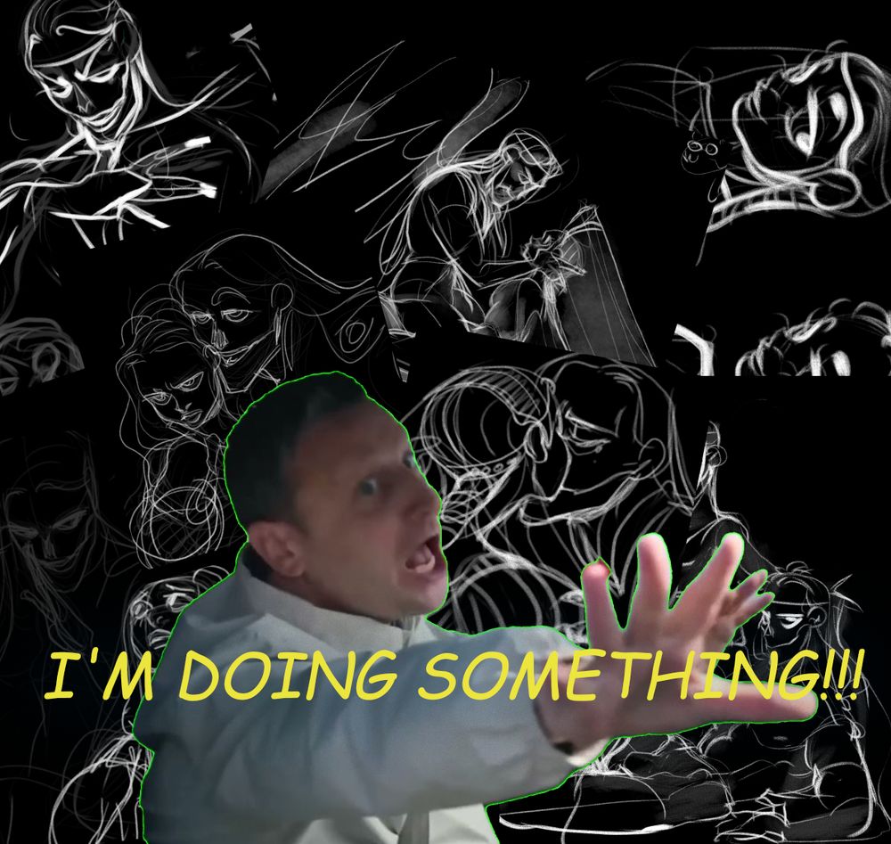 Tim Robinson's Drive-Thru Act. But with concept sketches.  