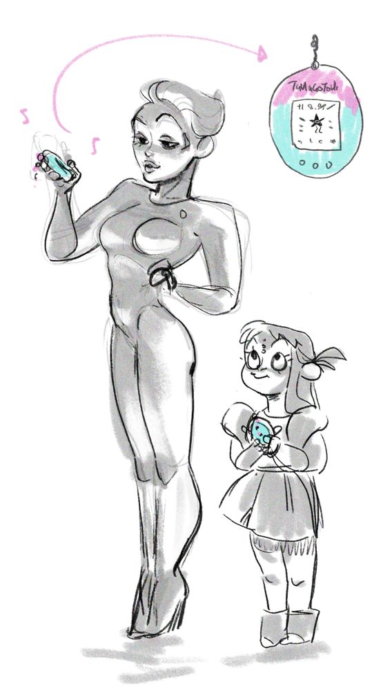 Seven and Naomi Wildman with Tamagotchi