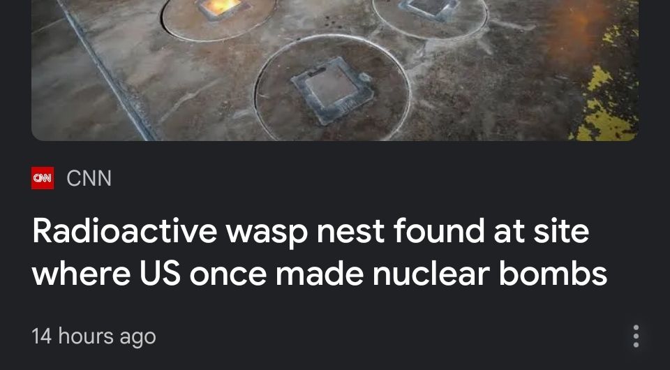 CNN headline that says Radioactive wasp best found at sure where US once made nuclear bombs