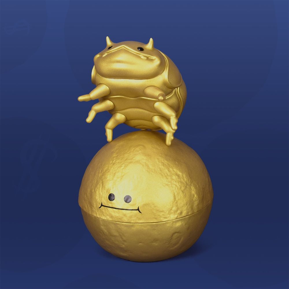 Dungby and Pooba soft vinyl toy set in a metallic gold finish, by Andrew Bell
