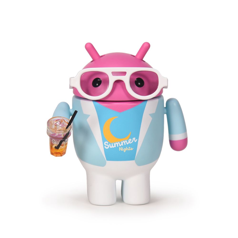 Android Summer Nights vinyl collectible figure, pink with light blue jacket