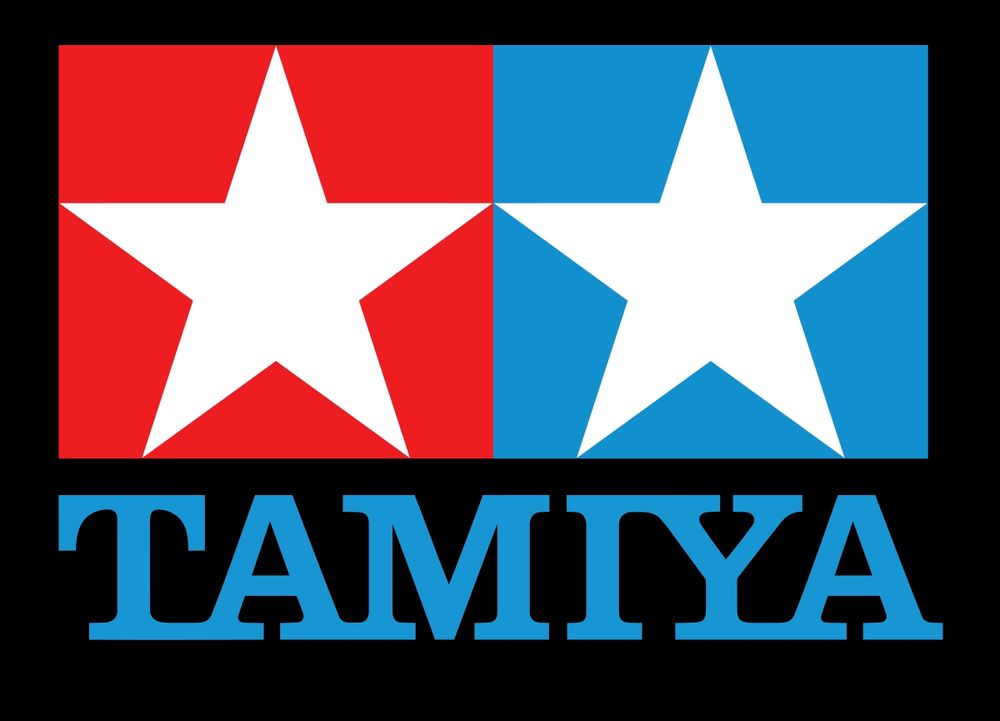 White stars on red and blue squares, TAMIYA company logo