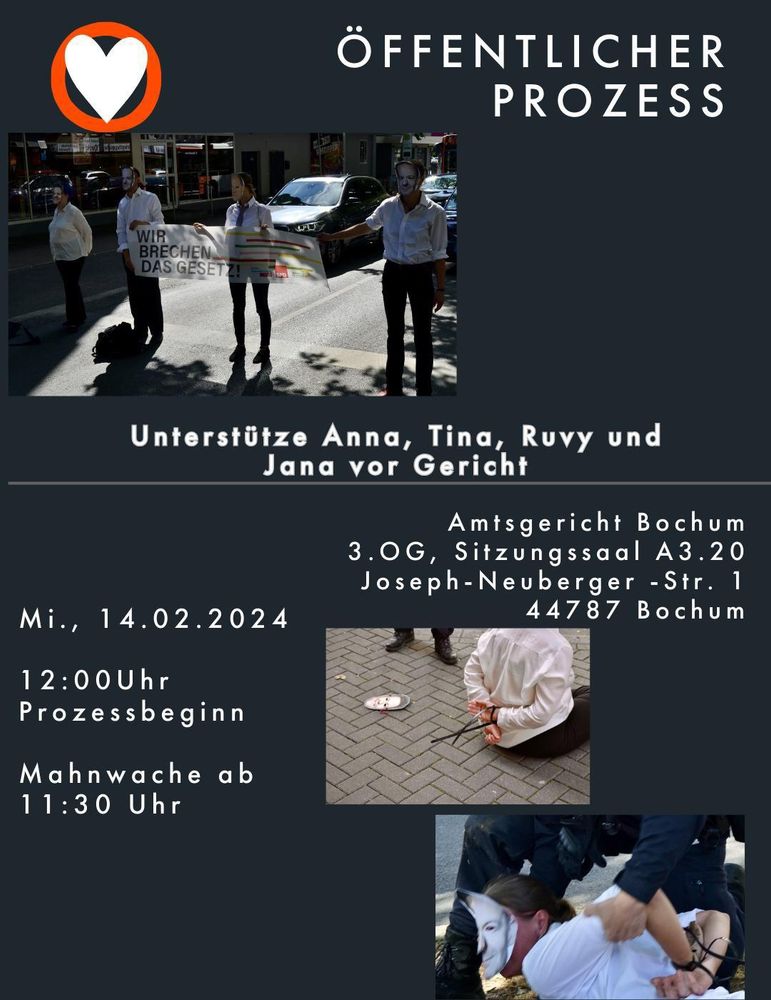 Flyer zum Prozess und Mahnwache
Mittwoch ab 11.30 Uhr Amtsgericht Bochum.