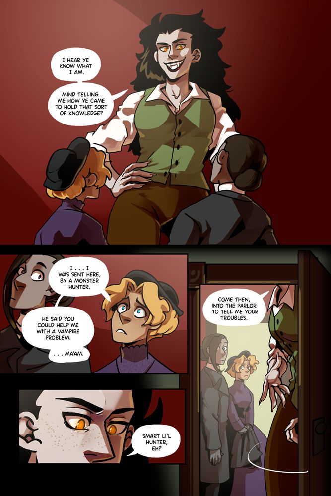 Siobhan is a very big vampire lady and Cecelia and Agrippa need her help. She offers to sit and talk with them.