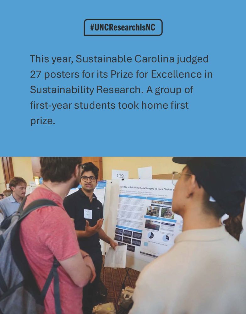 This year, Sustainable Carolina judged 27 posters for its Prize for Excellence in Sustainability Research. A group of first-year students took home first prize.