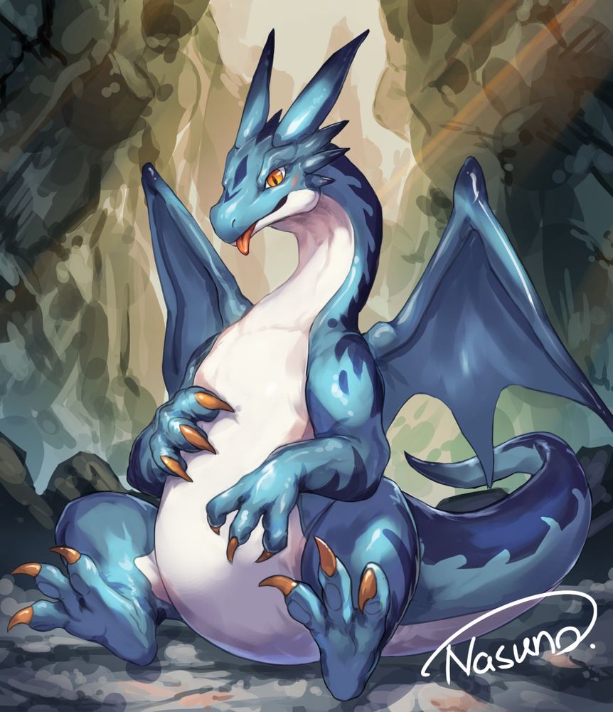 Art of a mythological_scalie by nasuno_posi. Sourced from e926.net
