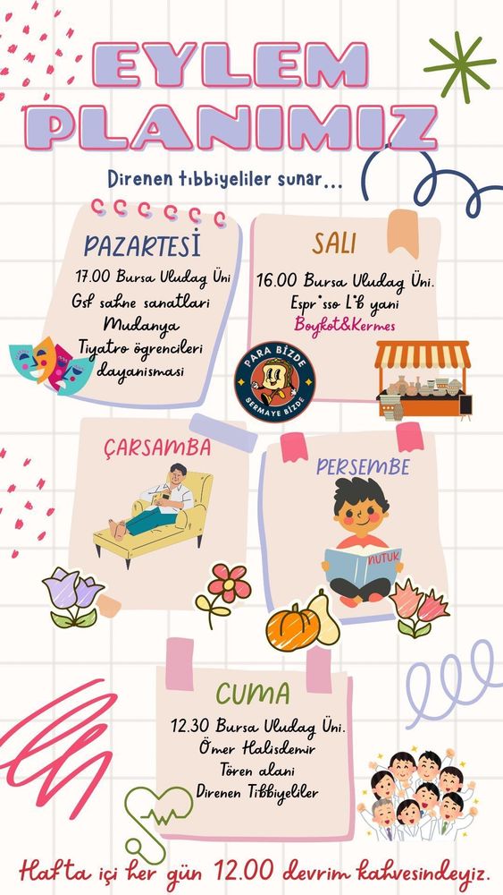 #Bursa, #Uludağ üniversitesi tıp fakültesi, #boykot, #diren, #direniş, eylem, pazartesi, salı, çarşamba, perşembe, cuma, meydanlar, destek, #birlik, orantısız zeka, #devrim, devrim kahvesi, #halklab