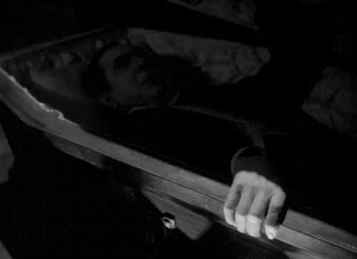 Dracula emerging from his coffin