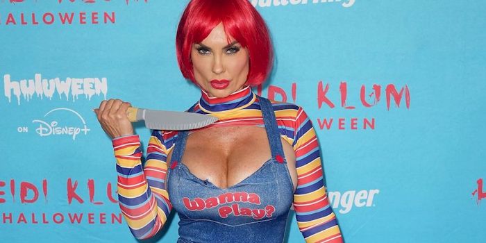 big boob woman dressed as Chucky