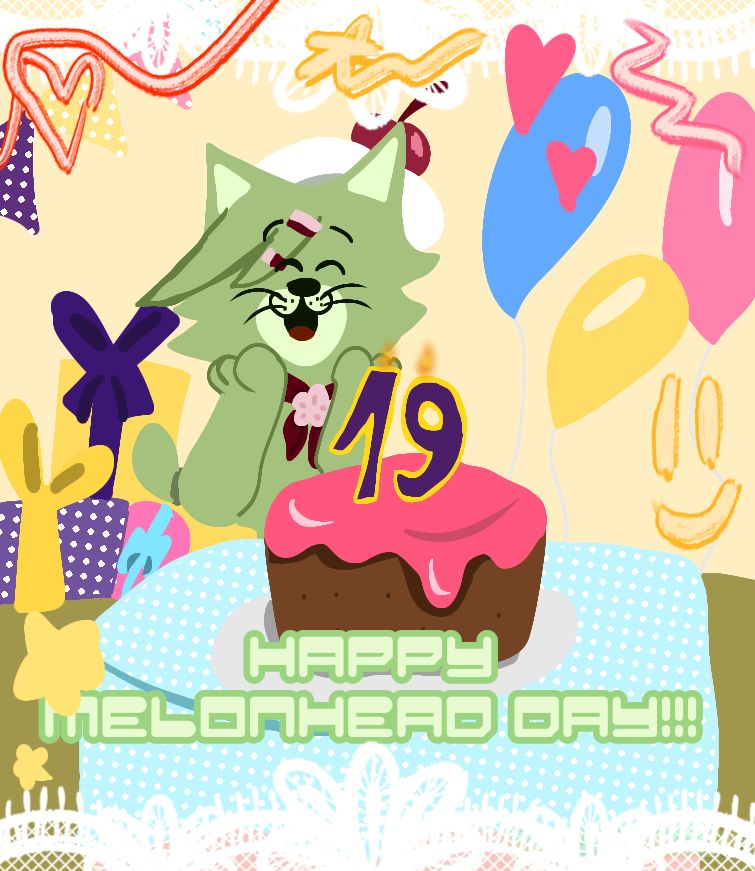 Melonhead celebrating their birthday 