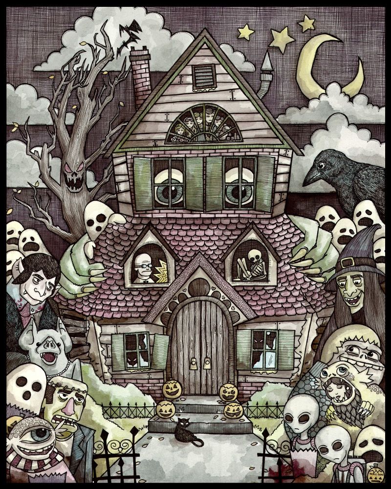 This is one of my favorite paintings that I’ve made. My first haunted house painting that I made and it was a blast to make. I wanted to make it spooky and fun and I think I did what I set out to do.